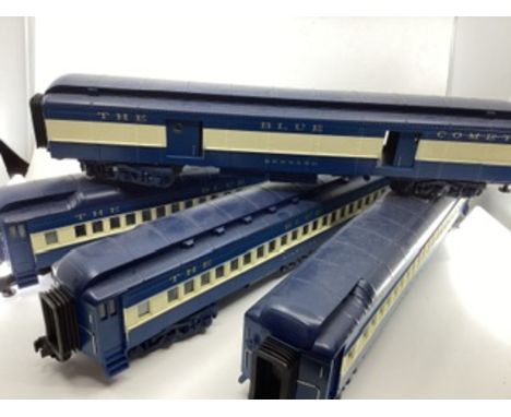 MTH Blue Comet O Gauge Carriages to include Bernard, Tuttle , Holmes and winneke Passenger Carriages set of 4. (4)