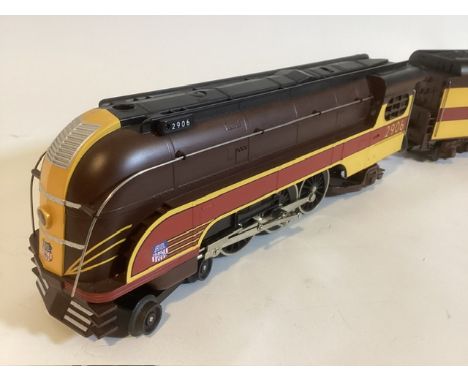 MTH Brown /Yellow livery &nbsp;Forty inner Steamer engine and tender 2906 Union Pacific Railroad 0 gauge ( 2 pieces)