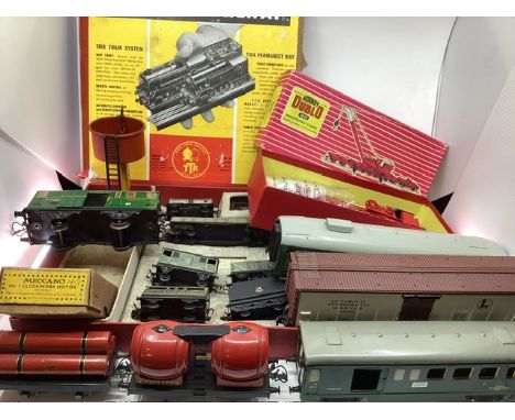 Model railway pieces to include Lionel Hornby JEP etcand small TRIX part set, wagons and French train wagons etc together wit