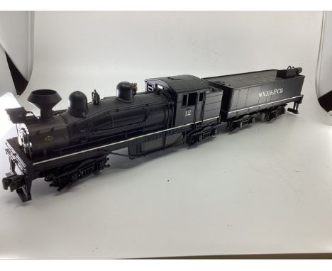 MTH W V P &amp; P co black O gauge Loco 12 and tender set Model Train interest. ( 2 pieces)