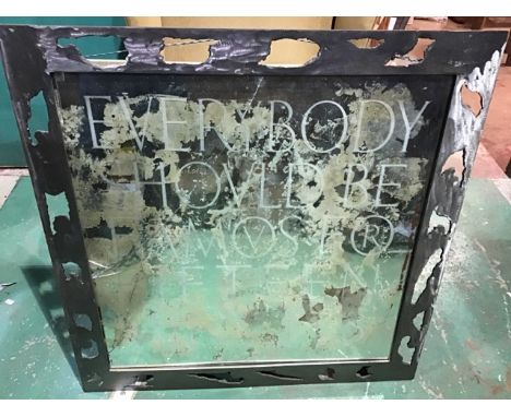 A distressed etched mirror by designer David Pilkington circa 1992. "Everyone should be famous for fifteen minutes" as a trib