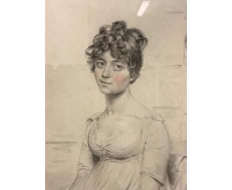 John Downman ARA (1750 - 1824) Pencil on paper sketch of 'Ms Mordaunt' 1803. With inscription verso and gallery label. 