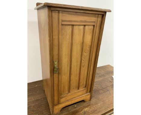 A Gillows and co pine pot cupboard with internal shelf and brass handle.W:38cm x D:33cm x H78:cmW:38cm x D:33cm x H:cm