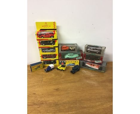 A collection of toy cars from multiple manufacturers and in varying scale. To include Classic Supercars by Shell, Vitesse, Va