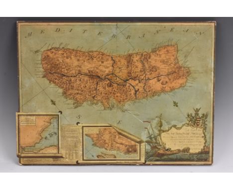 Francis Aegidius Assiotti (fl.1759 - 1782),  an engraved and coloured map of Minorca [Menorca}, To the Right Honble. John Ear