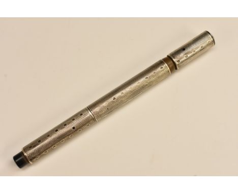 A George V silver fountain pen, the Battle Axe Selfilla, 15cm long, Birmingham 1912 Condition Report: Good condition, please 