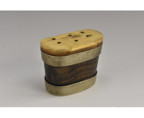 A 19th century Scottish horn snuff box or mull, hinged cover, 6.5cm wide, c.1860