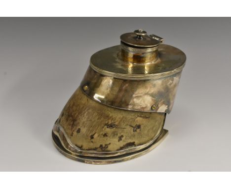 THe Royal Studs - a Victorian E.P.N.S mounted  horse hoof inkwell, inscribed Lady Sutton by Wild Dates out of Merevale,By Ath