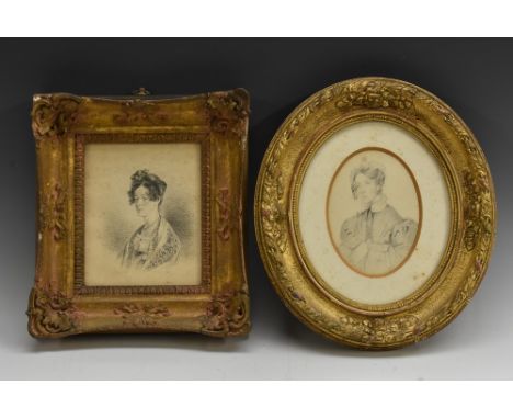 Attributed to John Scarlet Davis (1804 - 1845)Portrait of Margaret, Wife of George Crowther of Churwell, nr Leeds, Daughter o