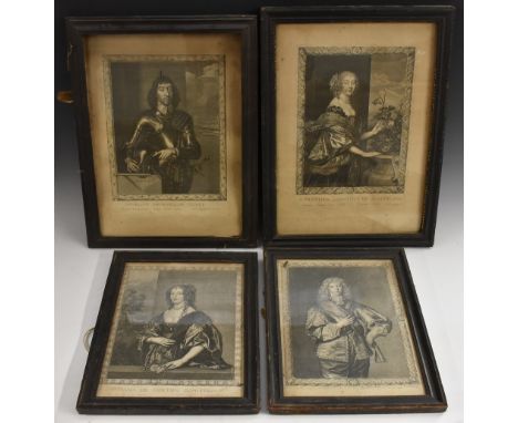 After Sir Anthony van Dyck (1599-1641), a collection of late 17th/early 18th century portrait engravers, of Charles I's noble