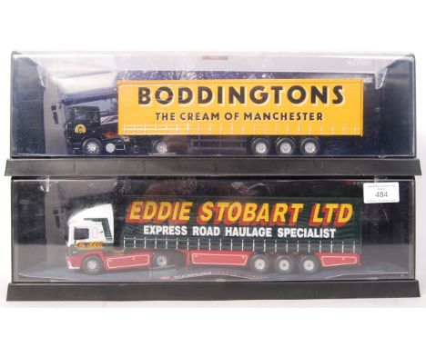 Two Corgi made ' Modern Trucks ' series 1:50 scale diecast model lorries / trucks. The first being 75201 Eddie Stobart and th