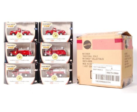 A rare unused trade box of 6x Matchbox Collectibles made ' 50 Years ' Fire Engine diecast models. Comprising: 96998, 96947 an