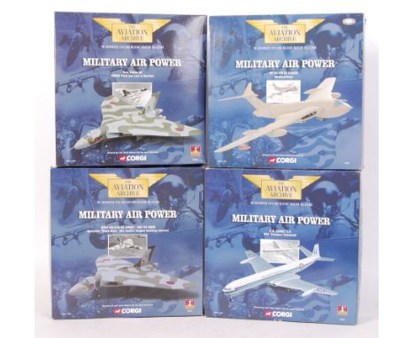 A collection of 4x Corgi Aviation Archive series diecast model 1:144 scale aeroplanes. From the ' Military Air Power ' series