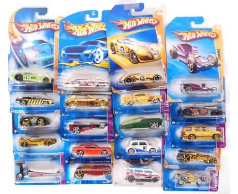 A collection of 20x assorted Hot Wheels carded diecast model cars by Mattel. Various series. All appear mint and factory seal