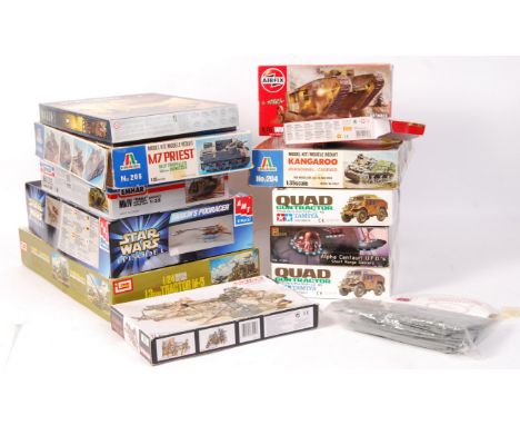 A good collection of assorted boxed plastic scale model kits - largely military interest. To include; Imai, Italaerei, AMT, A