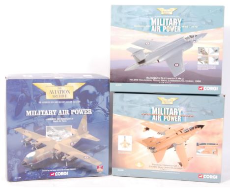 A collection of 3x Corgi Aviation Archive series diecast model scale aeroplanes. All from the Military Air Power series. All 