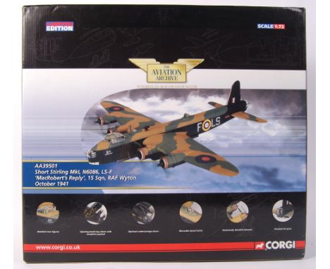 A Corgi Aviation Archive precision diecast model No. AA39501 ' Short Stirling MkI N6086 LS-F MacRobert's Reply 15 Sqn RAF Wyn