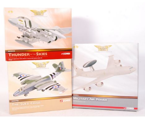 A collection of 3x Corgi Aviation Archive series diecast model scale aeroplanes. From various series - Thunder In The Skies, 