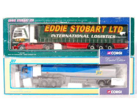 Two original Corgi scale diecast haulage model vehicles to include; CC13401 Man TGA Curtainside - Eddie Stobart Ltd and 75302