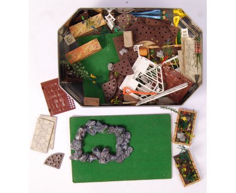 A charming collection of original vintage Britains made ' Floral Garden ' items and accessories. Highly detailed, to include;