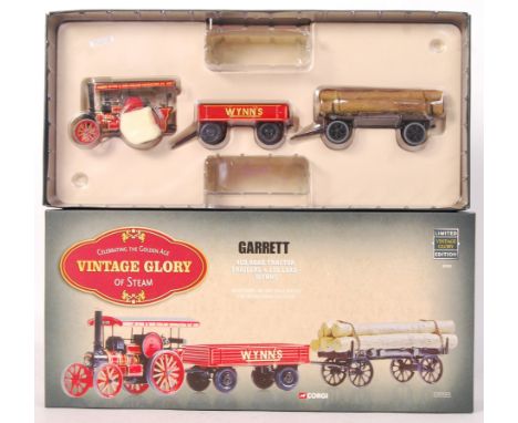 A Corgi ' The Vintage Glory Of Steam ' diecast model set No. 80305 ' Garrett 4CD Road Tractor, Trailers &amp; Log Load - Wynn