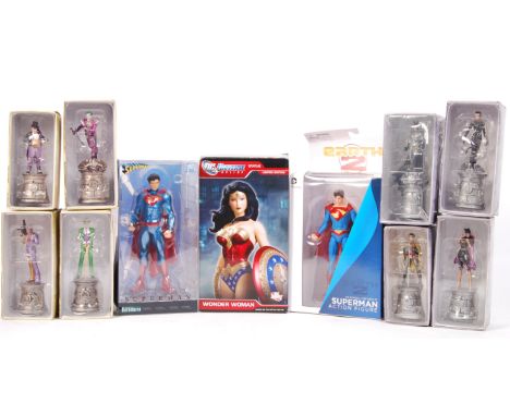 A good collection of assorted DC Comics Superman / Batman related action figures and memorabilia. To include; a Kotobukiya Su