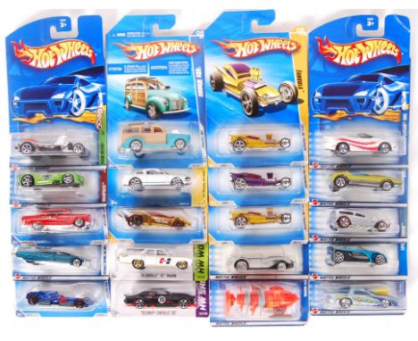 A collection of 20x assorted Hot Wheels carded diecast model cars by Mattel. Various series. All appear mint and factory seal