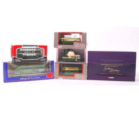A collection of 6x assorted boxed diecast model buses / coaches and related models. To include; 4x Corgi Original Omnibus mod