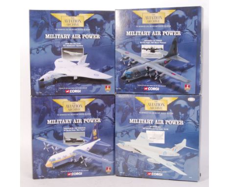 A collection of 4x Corgi Aviation Archive series diecast model 1:144 scale aeroplanes. From the ' Military Air Power ' series