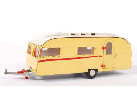 An original vintage Spot On Triang 1:42 scale diecast model No. 264 ' Tourist 18ft Caravan '. Made in Northern Ireland. Yello