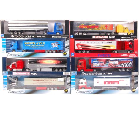 A collection of 8x 1:50 scale diecast &amp; plastic model lorries / hauliers. To include; NewRay, Cararama and Hobby Cars. Al