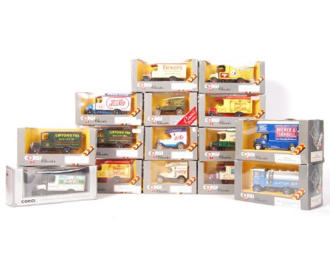 A collection of 15x assorted vintage Corgi Classics boxed diecast models - largely advertising related. To include; C865/4, C