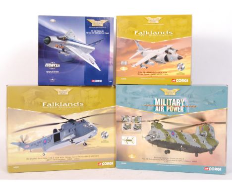 A collection of 4x Corgi Aviation Archive series diecast model scale aeroplanes. From various series - Falklands 20th Anniver