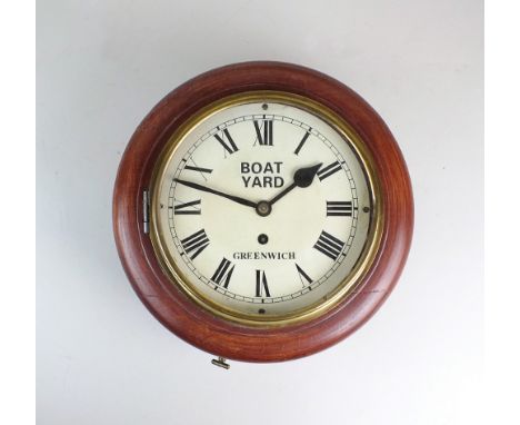 An English dial  clock late 19th/early 20th century the 7 3/4 inch white enamel dial with Roman numerals and marked 'Boat Yar