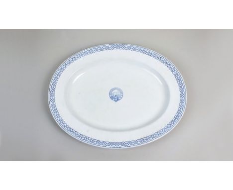 A rare Copeland earthernware Arctic Expedition 1875 platter, of oval form printed in blue to the centre with a polar bear wit