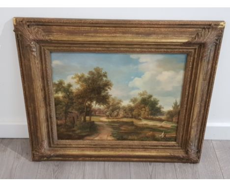 Vintage framed painting of a country scene signed by J. Robertson 72 x 62 cm