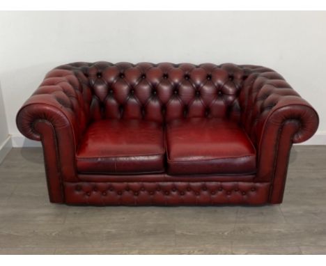 Thomas Lloyd Chesterfield 2 seater leather sofa in the classic oxblood colour 160x95cm