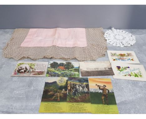 Souvenir kf the great war embroidered silk plus vintage postcards