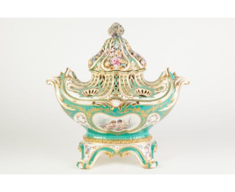 EXCEEDINGLY FINE, POST 1891, MINTONS PORCELAIN POT POURRI VASE WITH COVER, REPLICATING AN 18th CENTURY SEVRES ORIGINAL, of sc