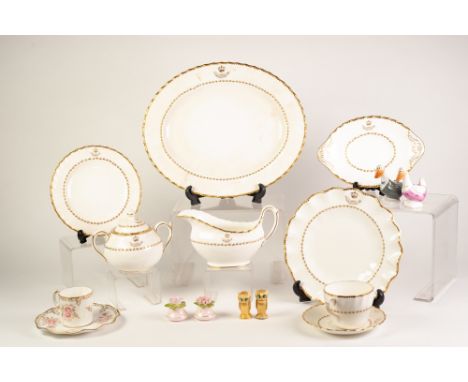 TEN ITEMS OF ROYAL CROWN DERBY PORCELAIN, each gilt with the insignia of King Faisal of Saudi Arabia and a PAIR OF GOEBEL 'DU