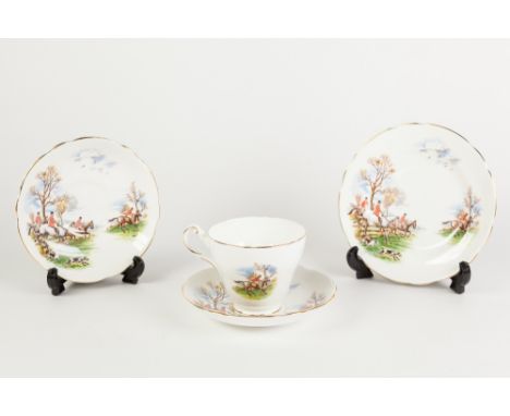 EIGHTEEN PIECE 'REGENCY' CHINA TEA SERVICE FOR SIX PERSONS, printed with hunting scenes, printed mark, (18)