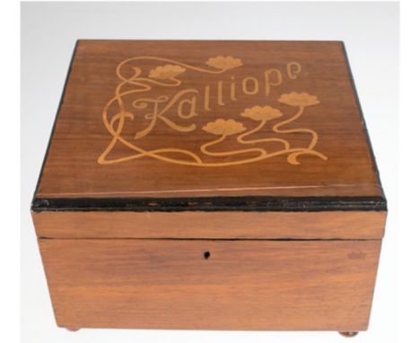 Polyphon "Kaliope", Anf. 20. Jh., Holzgehäuse, Lochplattenspielwerk mit Stimmkamm und 6 Glocken, mit 1 Lochplatte, 17x30x27 c