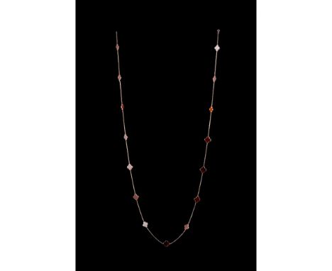 A necklaceGold 800/000Chain mesh interspersed with carnelian agate plaques, after Alhambra modelOporto hallmark (1985-2020)(s