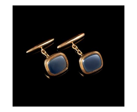 A pair of cufflinksGold 800/000Set with agate plaquesOporto hallmark (1938-1984)(signs of wear)2x1,5 cm7,7 g