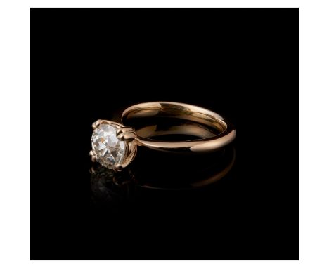 A ringGold 800/000Set with brilliant cut diamonds  totalling approximately 1,86 ct. (7,65~7,50x5,30 mm), colour grade K~L, pu