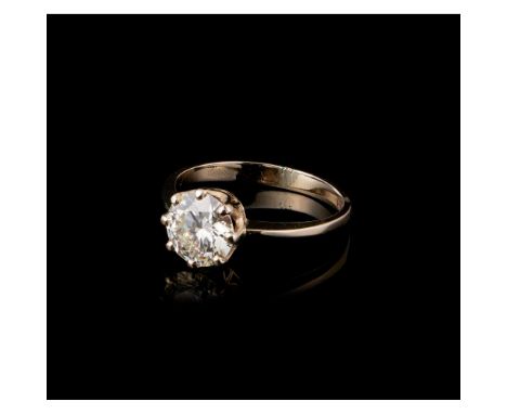 A solitary ringGold 800/000Set with brilliant cut diamond of approximately 1,89 ct. (8,2 x 4,72 mm), colour grade N~O, purity