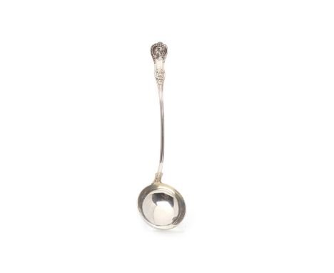 VICTORIAN SILVER SINGLE STRUCK KINGS PATTERN SOUP LADLE, maker John Murray, Glasgow 1858, 36cm, 309g