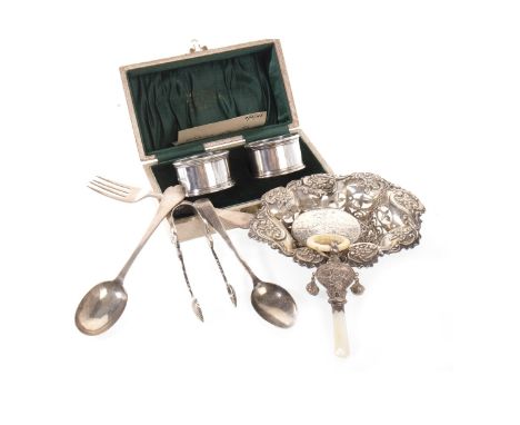 PAIR OF GEORGE VI SILVER NAPKIN RINGS, maker James Edward Barry, Sheffield 1944. circular, 4.5cm diameter, cased; along with 