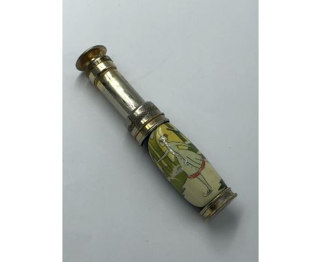 French yellow metal &amp; enamel perfume dispenser 