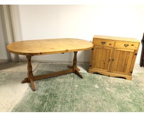 Pine kitchen table &amp; cupboard 